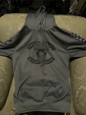 Crooks & Castles Gray Medusa Logo Hoodie large